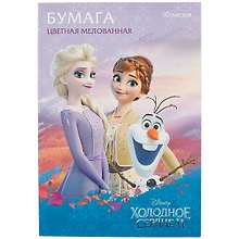 Цветная бумага «Холодное сердце» 10 цветов 10 листов А4, мелованная, Hatber
