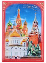 ГС Магнит закатной 55х80мм с тиснением Москва Коллаж красная рамка