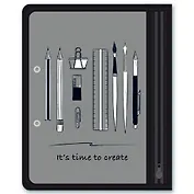 Папка для канцелярских принадлежностей А5 (25,5*20,5) Феникс+ Канцелярия на сером, 1отд., пластик