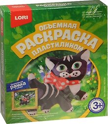 Набор для творчества LORI Раскраска пластилином объемная "Котик с бантиком" Пк-021
