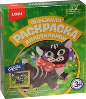 Набор для творчества LORI Раскраска пластилином объемная "Котик с бантиком" Пк-021