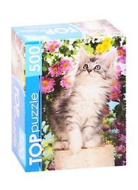 Пазл Котенок в цветах TOPpuzzle 500 элементов КБТП500-6798