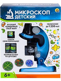 Микроскоп детский «Юный лаборант», голубой, Рыжий Кот