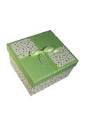 Коробка подарочная 20*20*9,5см, картон, декор.бант, салатовая, Хансибэг - 1