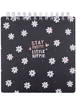 Скетчбук 172*172мм 40л "Hippie", ромашки, тв.переплет, ламинация, спираль, бумага 190г/м2