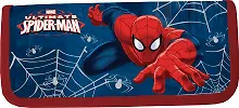 Пенал школьный 1отд. "Spider-man" 20*9*3см, ламин., печать по фольге, конгрев, крепление для канц.принадл., синий, Disney