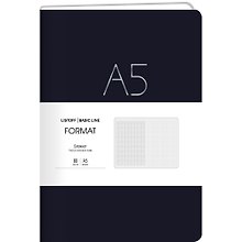 Книга для записей А5 80л лин. "Format" черн.иск.кожа, интегр.переплет, тиснение фольгой, скругл.углы, инд.уп.