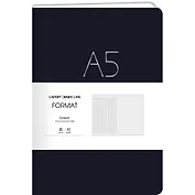 Книга для записей А5 80л лин. "Format" черн.иск.кожа, интегр.переплет, тиснение фольгой, скругл.углы, инд.уп.