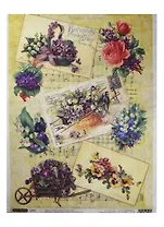 Рисовая бумага для декупажа Садовые цветы A3, 25г/м CP05479