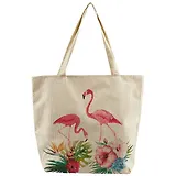 Сумка-шоппер на молнии Фламинго в цветах акварель (43х40) (текстиль)