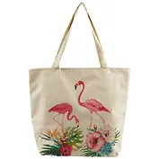 Сумка-шоппер на молнии Фламинго в цветах акварель (43х40) (текстиль)