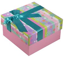 Коробка подарочная "Полосы с цветами" 11*11*6см