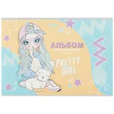 Альбом для рисования Academy Style, "Девочка с котом", А4, 32 листа, на скрепке