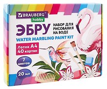 Набор для рисования на воде, 7 цветов по 20 мл, 40 картин, Эбру Brauberg Hobby