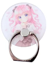 Держатель-кольцо для телефона Аниме Девушка с бантиком (Сёдзё) (цветная) (металл) (коробка)