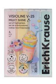 Текстовыделители «Visioline V-25 Milky Shine» 4 цвета, с блестками, Erich Krause