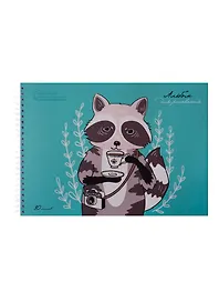 Альбом для рисования Unnika, "Енот-кофеман", А4, 30 листов, на гребне