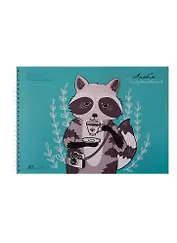 Альбом для рисования Unnika, "Енот-кофеман", А4, 30 листов, на гребне