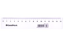 Линейка 15 см, пластиковая, GoodMark
