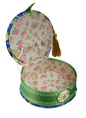 Шкатулка круглая с кисточкой текстиль Лимоны (17х16х5) (40947)