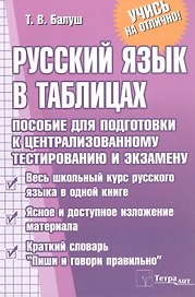 Русский язык в таблицах. Пособие для подготовки к централизованному тестированию и экзамену