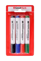 Маркеры для доски 3 цвета 5мм, толстый корпус, блистер, Goodmark