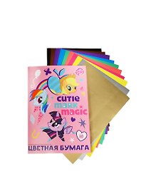 Цветная бумага «My Little Pony» 10 цветов 10 листов А4, 2 цвета металлизированных, Academy Style