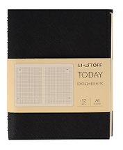 Ежедневник недат. А6 152л "Today" черный, иск.кожа, интегр.переплет, тонир.блок, евроспираль, инд.уп