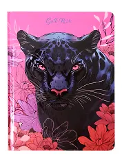 Книга для записей А5 128л кл. "ДИКИЕ КОШКИ. ПАНТЕРА" 7БЦ, выб.лак, скругл.углы