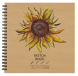 Скетчбук 190*190 30л "DRAFT and CRAFT. Sunflower", 180г/м2, обложка крафт картон, евроспираль
