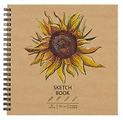 Скетчбук 190*190 30л "DRAFT and CRAFT. Sunflower", 180г/м2, обложка крафт картон, евроспираль