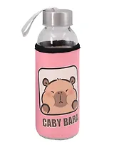 Бутылка в чехле Капибара (розовая) (стекло) (300мл) (12-07599-202505-B20)