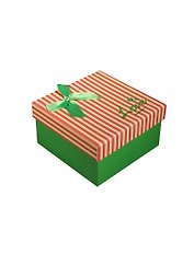 Коробка подарочная 9*9*5,5см, декор. бант, полоска, зеленая, картон, Хансибэг