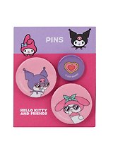 Набор значков Sanrio Мордашки в очках (металл) (1 штука 25 мм, 2 штуки 38 мм)