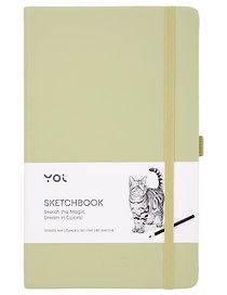 Скетчбук 13*21 80л "Yoi" оливковый, 140г/м2, слоновая кость, тв.обл., Yoi