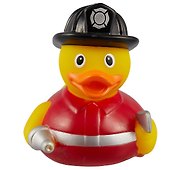 Игрушка для ванной, уточка резиновая FUNNY DUCKS "Уточка пожарный" (1828) - 1