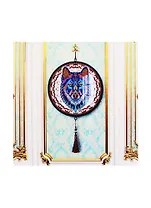 Алмазная мозаика с подрамником Яркий волк (YKH32) (кругл./d=24см) (с част. заполн.) (камни разн. форм) (9цв) (Рыжий Кот) (3+) (коробка)