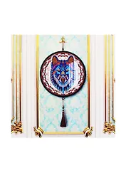 Алмазная мозаика с подрамником Яркий волк (YKH32) (кругл./d=24см) (с част. заполн.) (камни разн. форм) (9цв) (Рыжий Кот) (3+) (коробка)