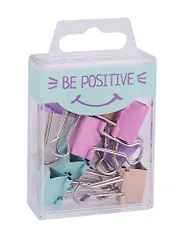 Зажимы для бумаг 19мм 10шт "Be positive" пастельн., пласт.подвес