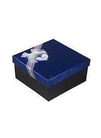 Коробка подарочная "Синий металлик" с сердцем 16,5*16,5*9см, декор.бант, картон, Хансибэг