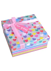 Коробка подарочная "Веселые сердечки" 15*15*6,5см. картон