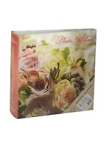 Феникс Презент Фотоальбом 50л 22*22см 200фото Свадебный зеленый листы из бумаг. с кармашками