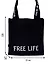 Сумка-шоппер Free life с надписью на ручках черная, текстиль 40см.*32см. - 1