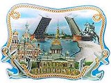 Сувенир, Магнит металлографика с якорями Коллаж СПб, 4 вида, день 9*6см