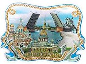 Сувенир, Магнит металлографика с якорями Коллаж СПб, 4 вида, день 9*6см