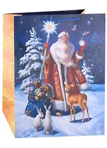 Пакет А3+ 48,9*40,6*19 "Дед Мороз в лесу" Новый год, бум.ламинат