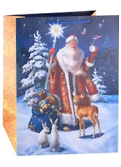 Пакет А3+ 48,9*40,6*19 "Дед Мороз в лесу" Новый год, бум.ламинат