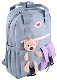 Рюкзак школьный «Bear» с игрушкой, 40 см, мятный, полиэстер