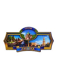 ГС Магнит Липецк Этикетка синяя вид 1 (дерево) (7,5см)