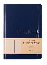 Ежедневник недат. А5 128л "Silver classic" синий, 7Б, тв.переплет, иск.кожа, термотиснение, тисн.фольгой, скругл.углы, офсет, ляссе, инд.уп